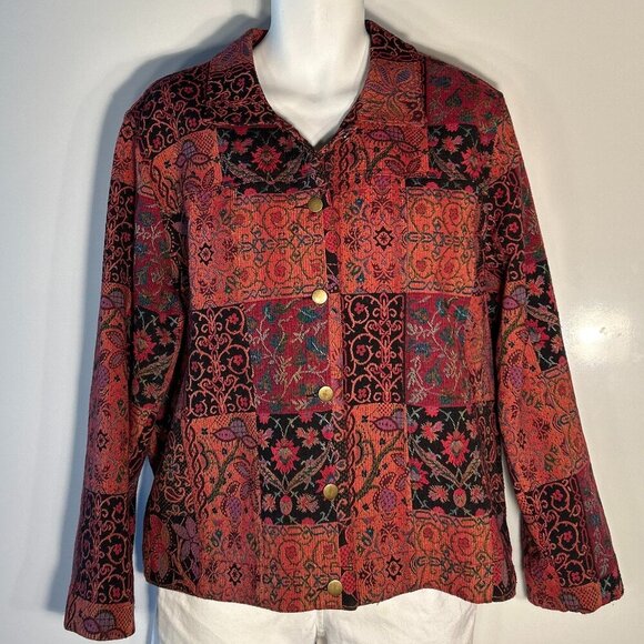 Stonebridge SZ XL Vintage patchwork tapestry jacket Cottage 80's Boho Western - Picture 3 of 10